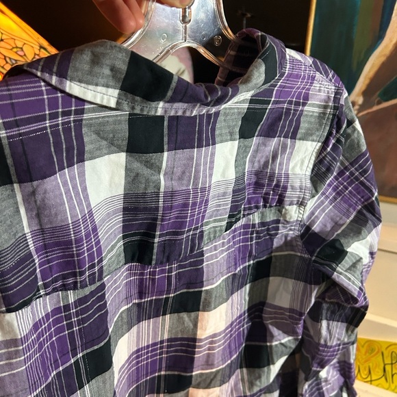 Alia Purple and Black Plaid Button Down Shirt Size M - Picture 14 of 16